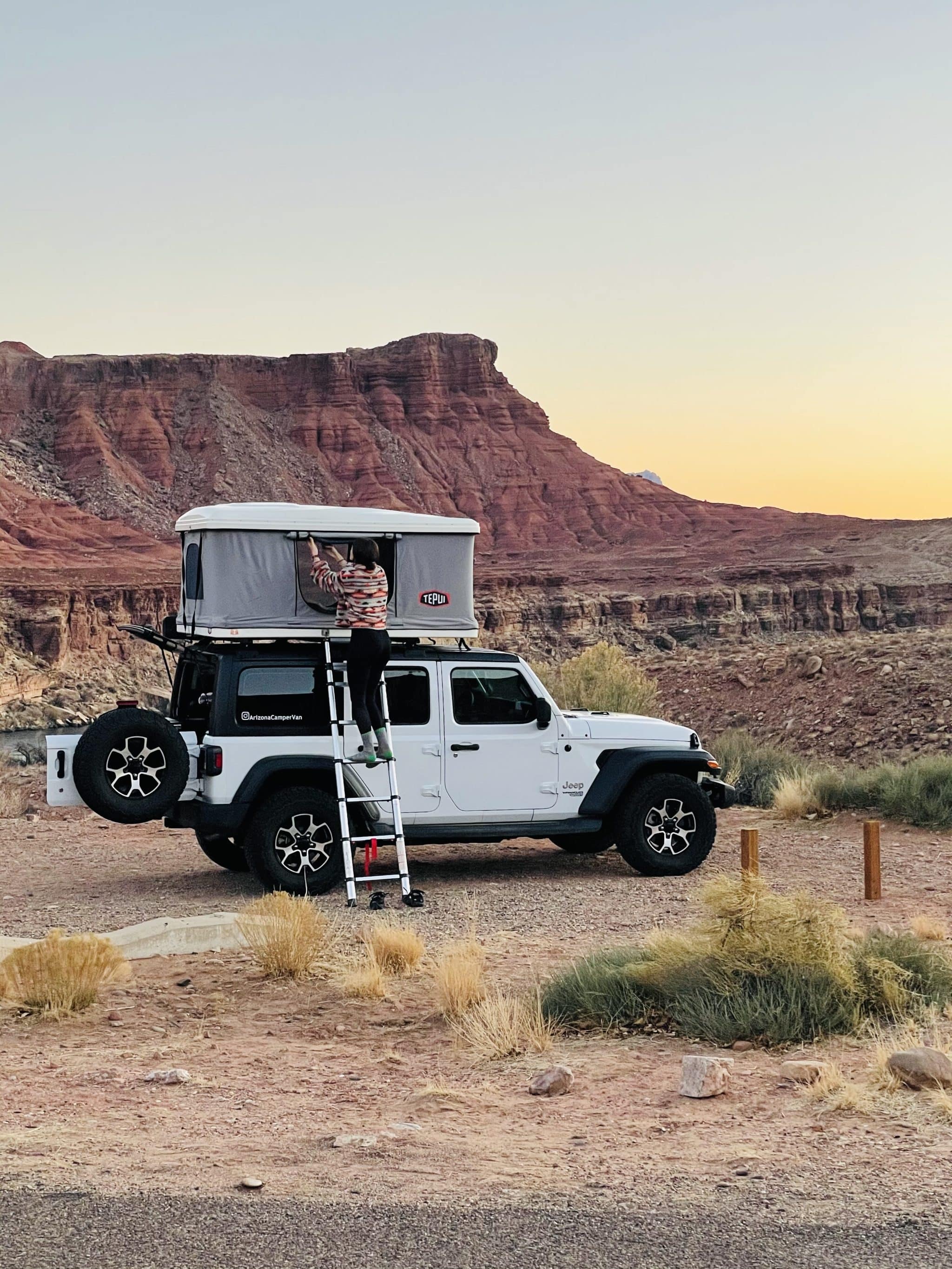 Arizona Camper Van - Sedona Jeep Wrangler with roof top tent