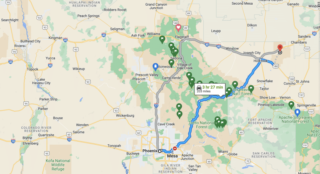 Directions on how to get to Petrified Forest National Park
