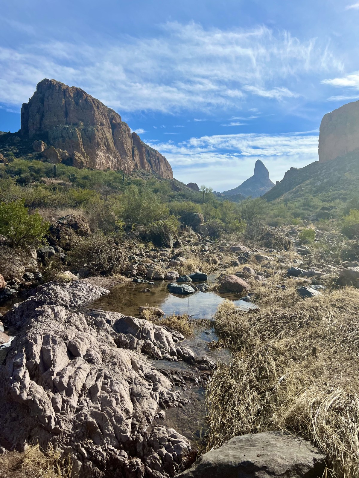 Boulder Creek and Weavers Needle in the Superstition Wilderness
