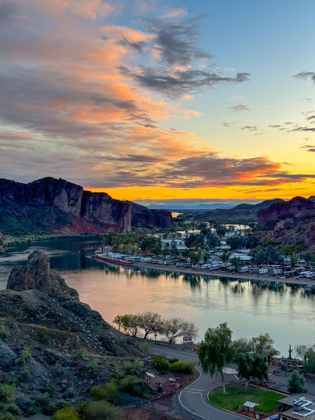 Sunset view from trail at Buckskin Mountain State Park