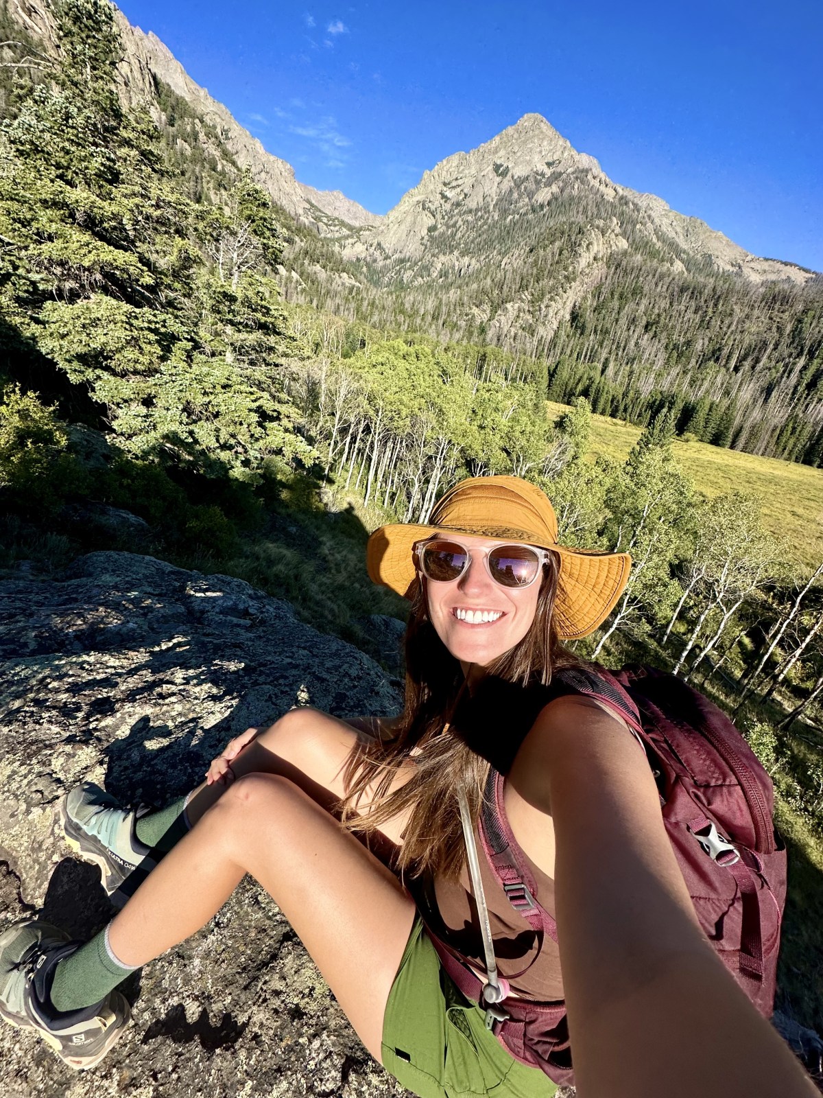 Lauren wearing summer hiking sunglasses