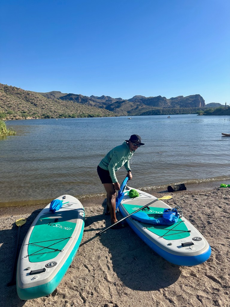 Owen wearing Mountain House sun shirt