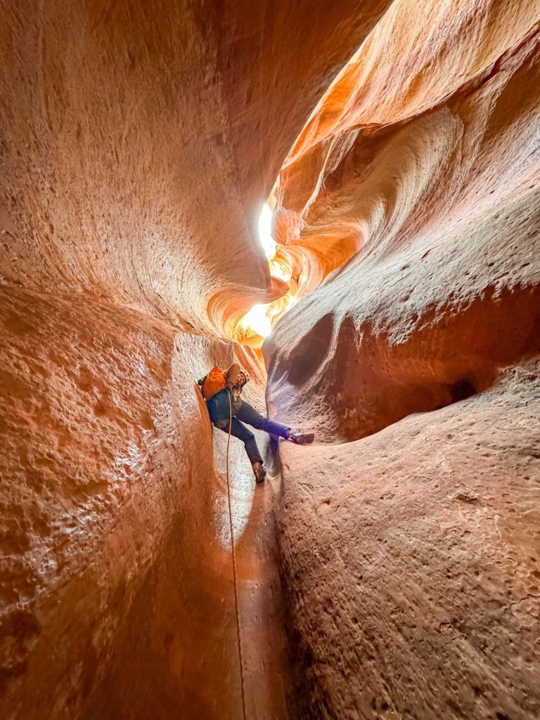 Roam Outdoor Adventure guided slot canyon rapelling tour near Orderville, Utah