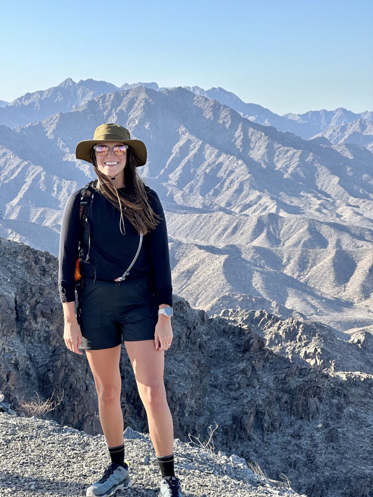 Lauren wearing summer hiking boots