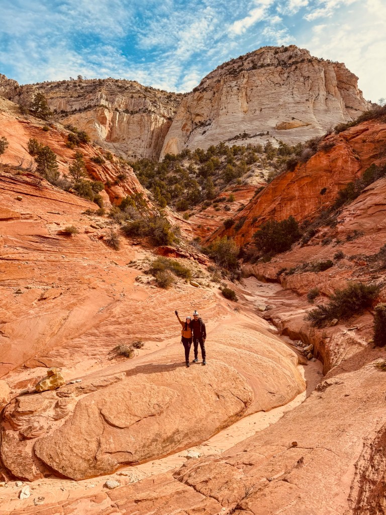 Lauren and Owen on the Roam Outdoor Adventure guided slot canyon rapelling tour near Orderville, Utah