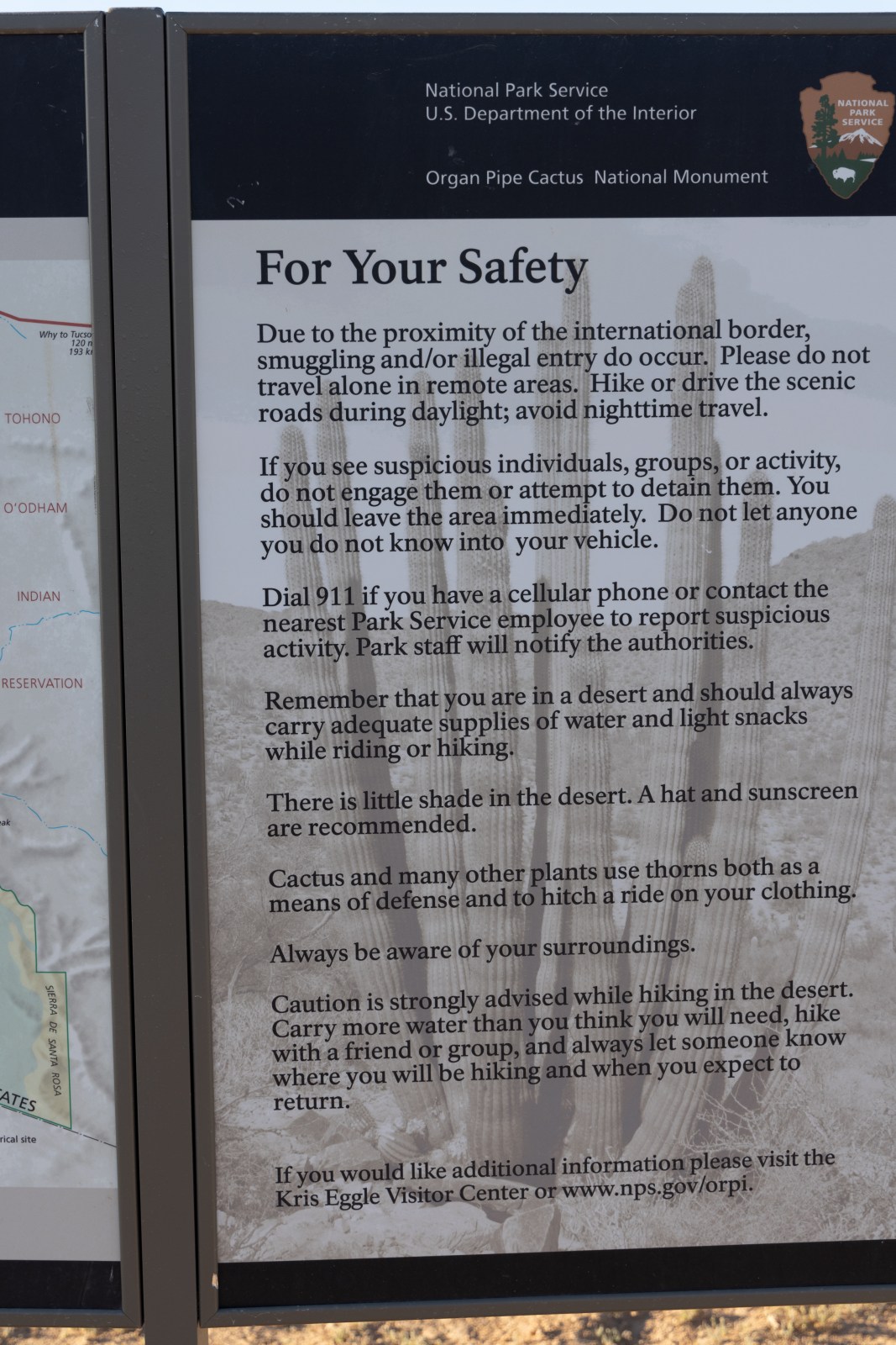 Organ Pipe Cactus National Monument Information Sign at Bates Well Road