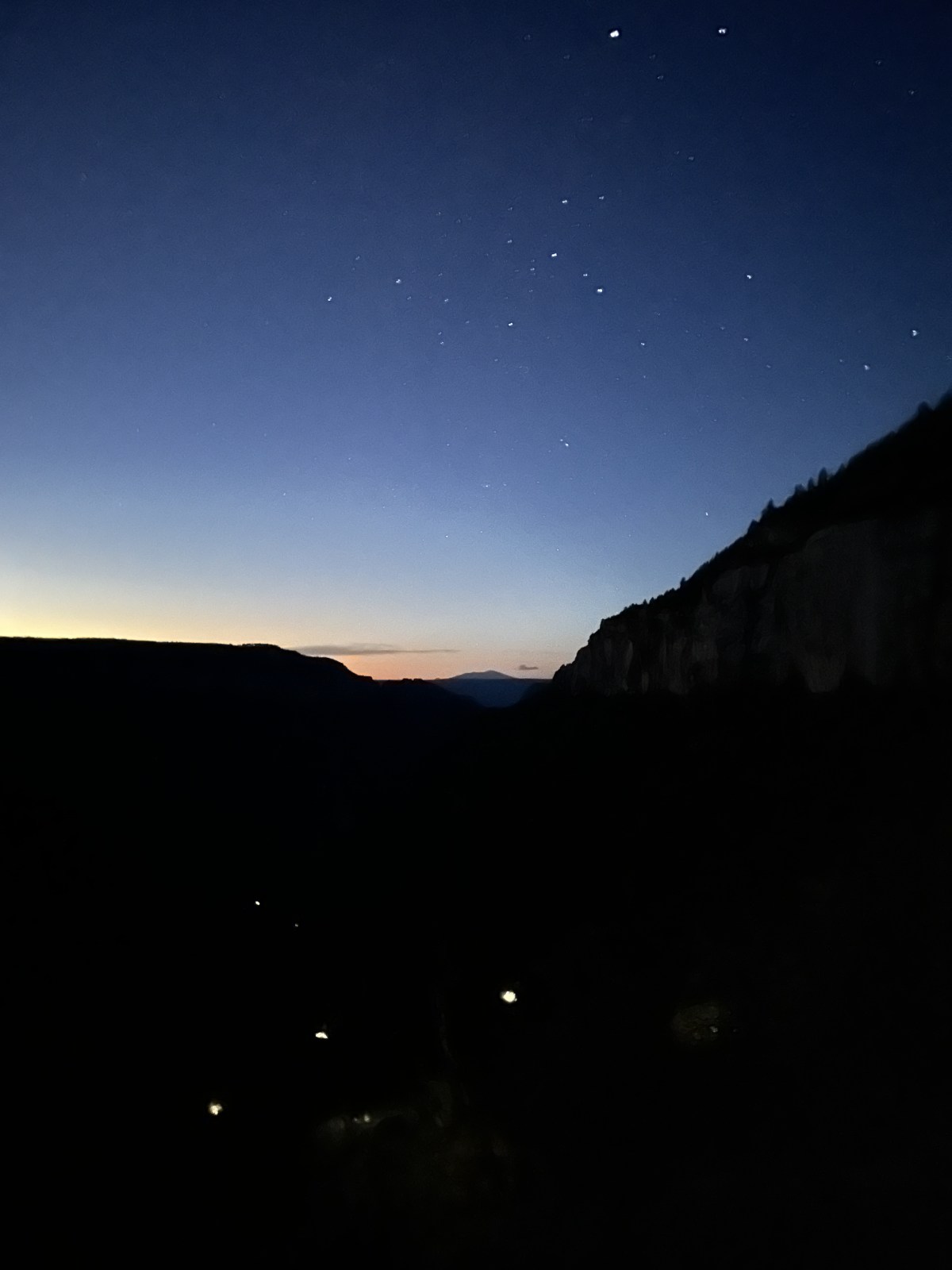 North Kaibab Trail early in the morning hiking Rim to Rim of the Grand Canyon
