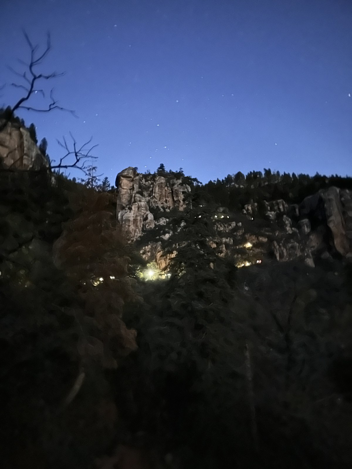 North Kaibab Trail early in the morning hiking Rim to Rim of the Grand Canyon