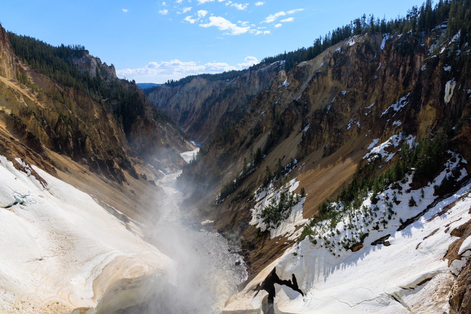 View from Brink of Lower Falls in the Grand Canyon of Yellowstone