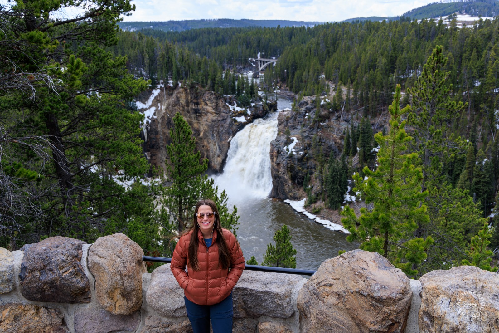 Lauren at Upper Falls view point on the South Rim of the Grand Canyon of the Yellowstone