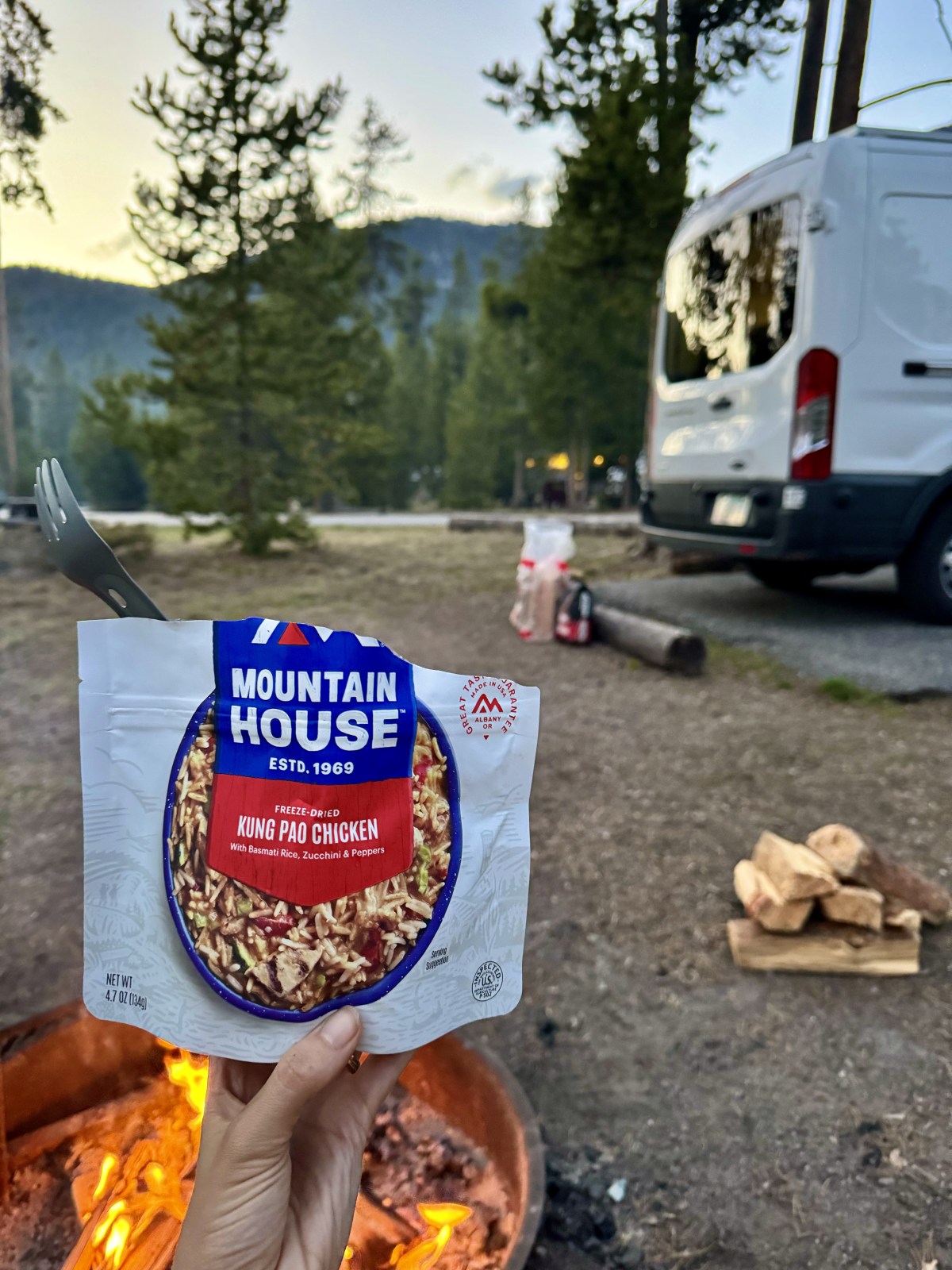 Mountain House Meal at Madison Campground in Yellowstone National Park, Wyoming
