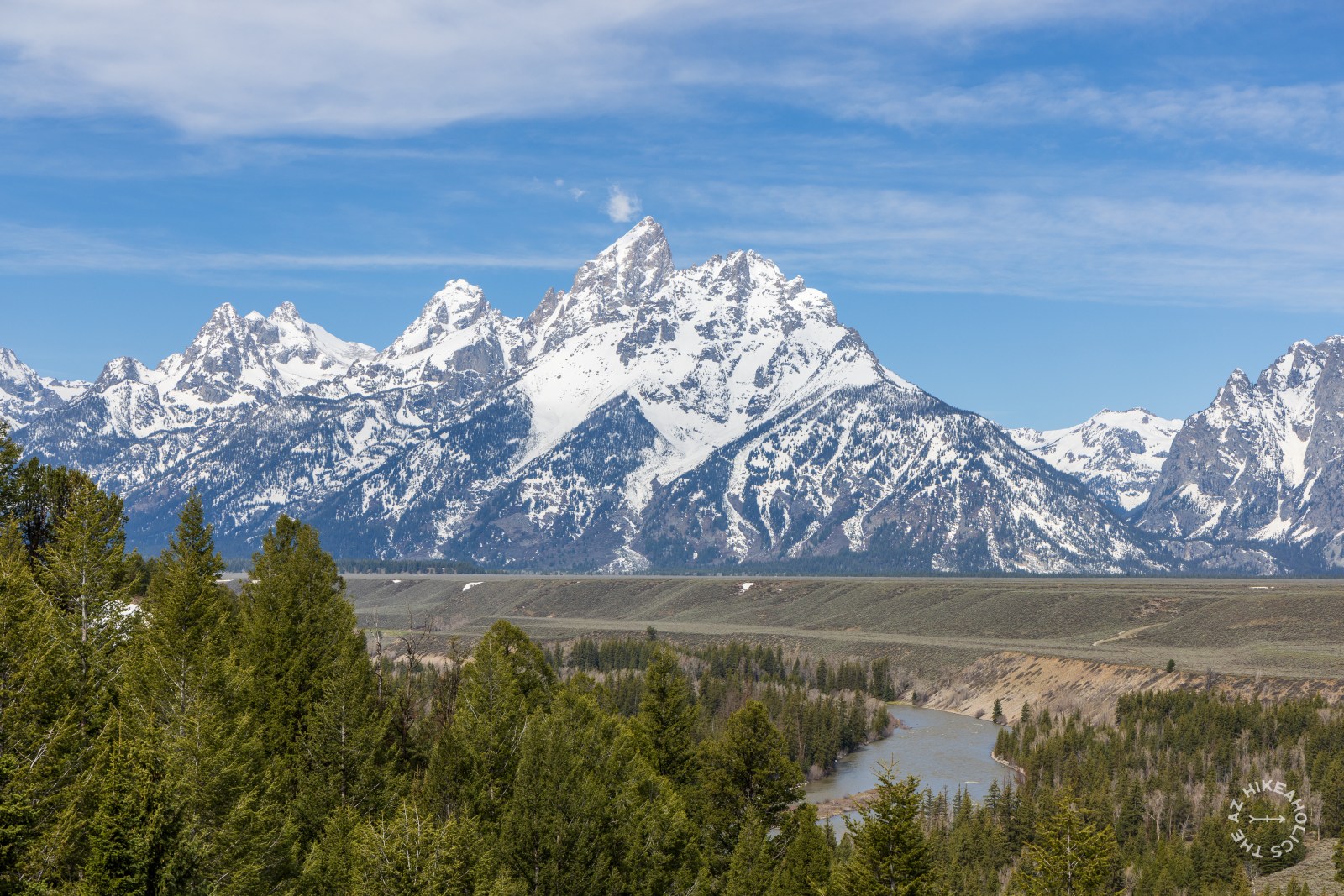 Snake River Overlook in Grand Teton National Park with the Teton Mountain Range in the distance