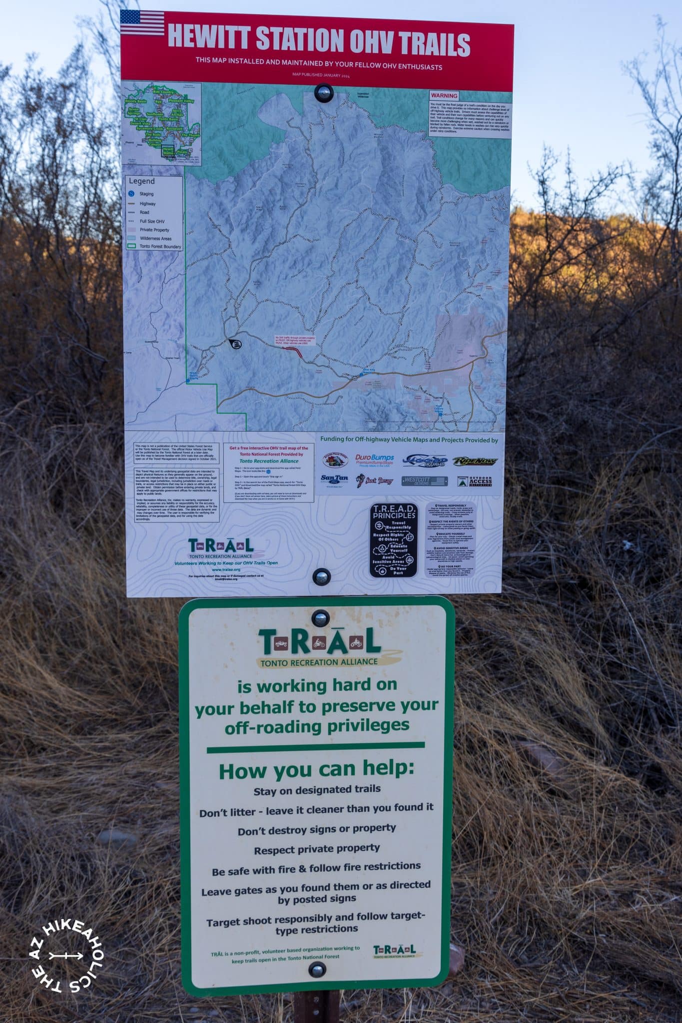 Hewitt Station OHV trails sign, Tonto National Forest