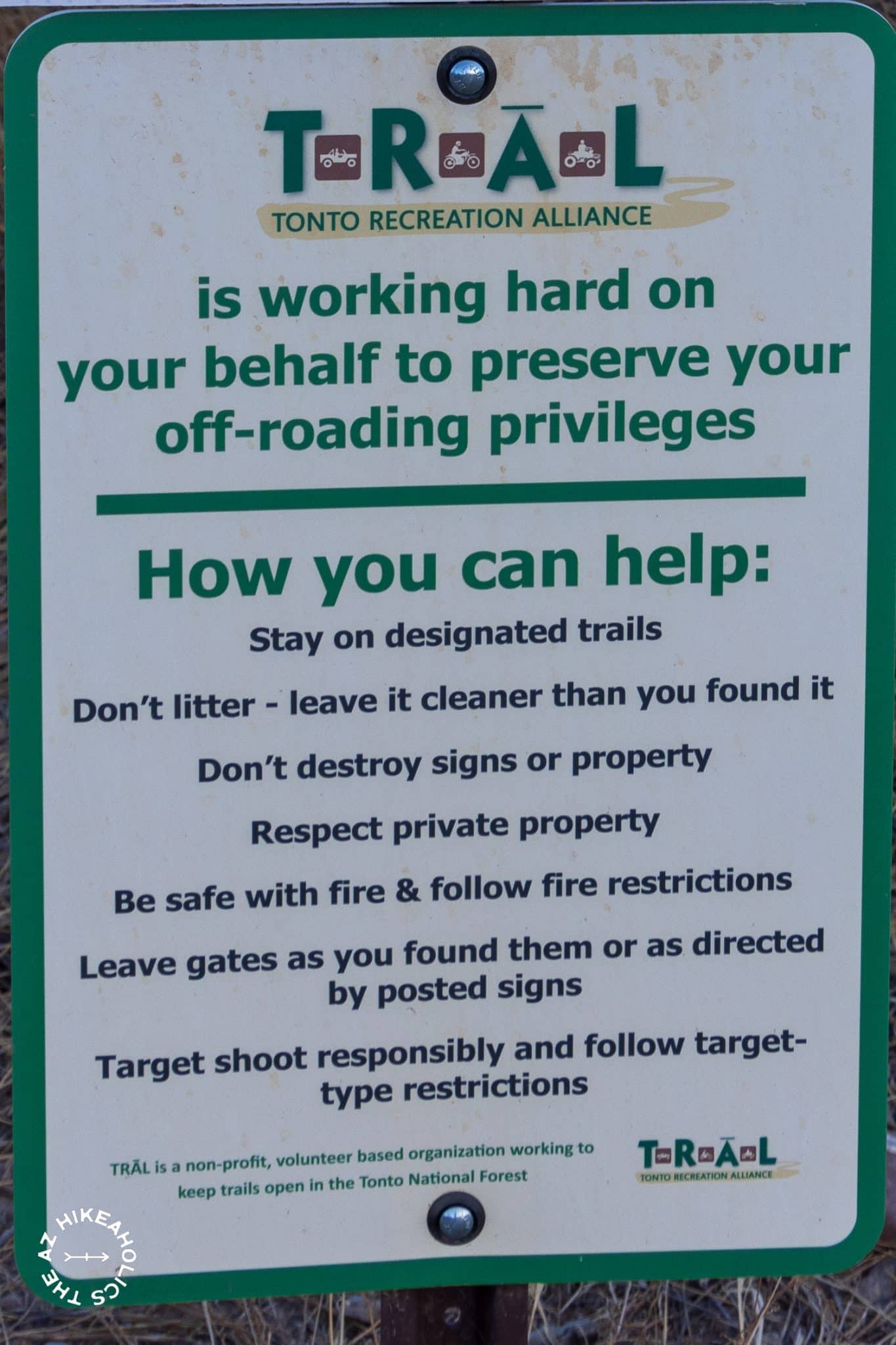 Hewitt Station OHV trails sign, Tonto National Forest