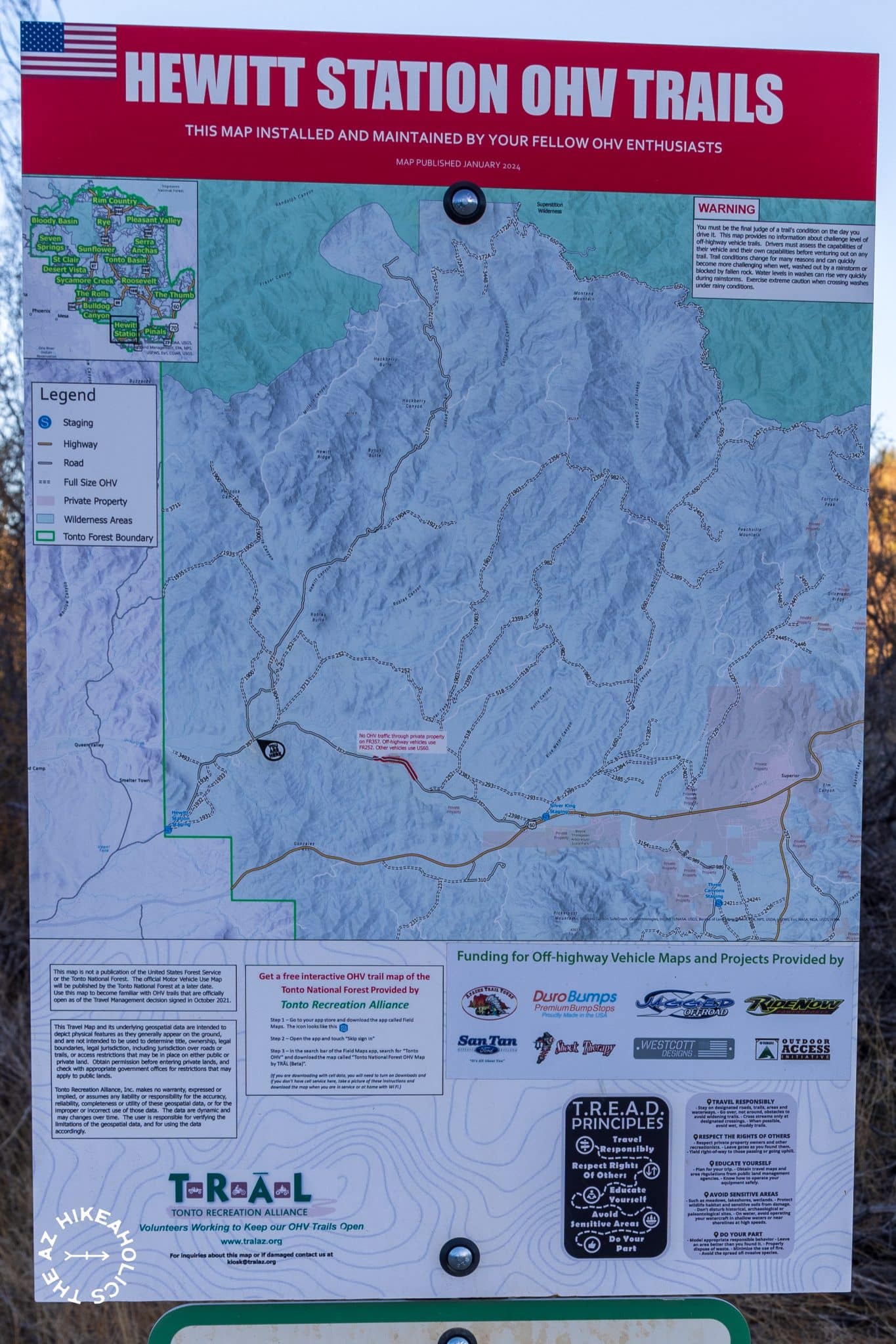 Hewitt Station OHV trails sign, Tonto National Forest