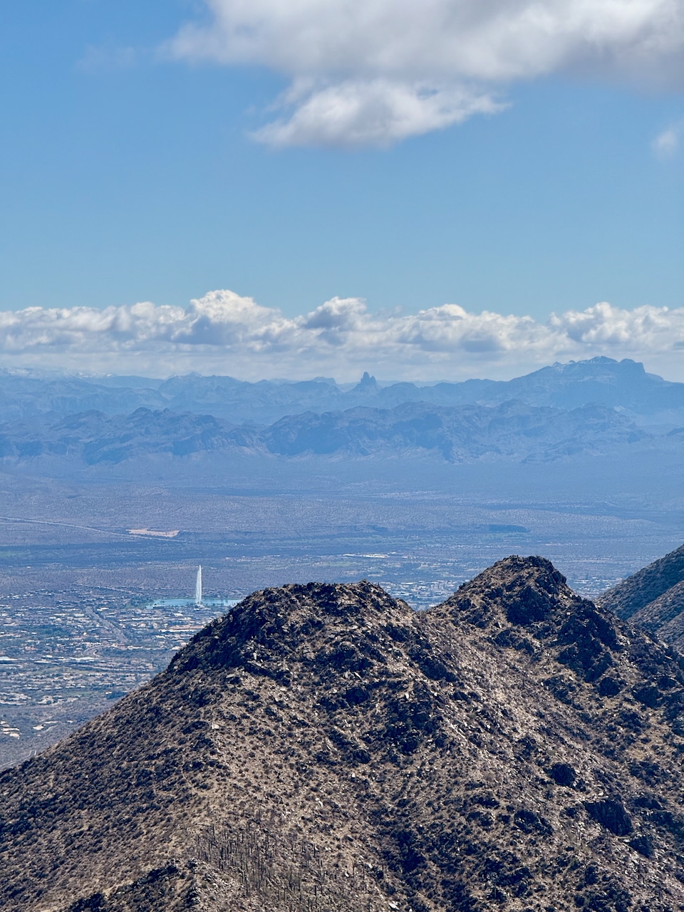 View of Fountain Hills and the Superstition Mountains from Thompson Peak