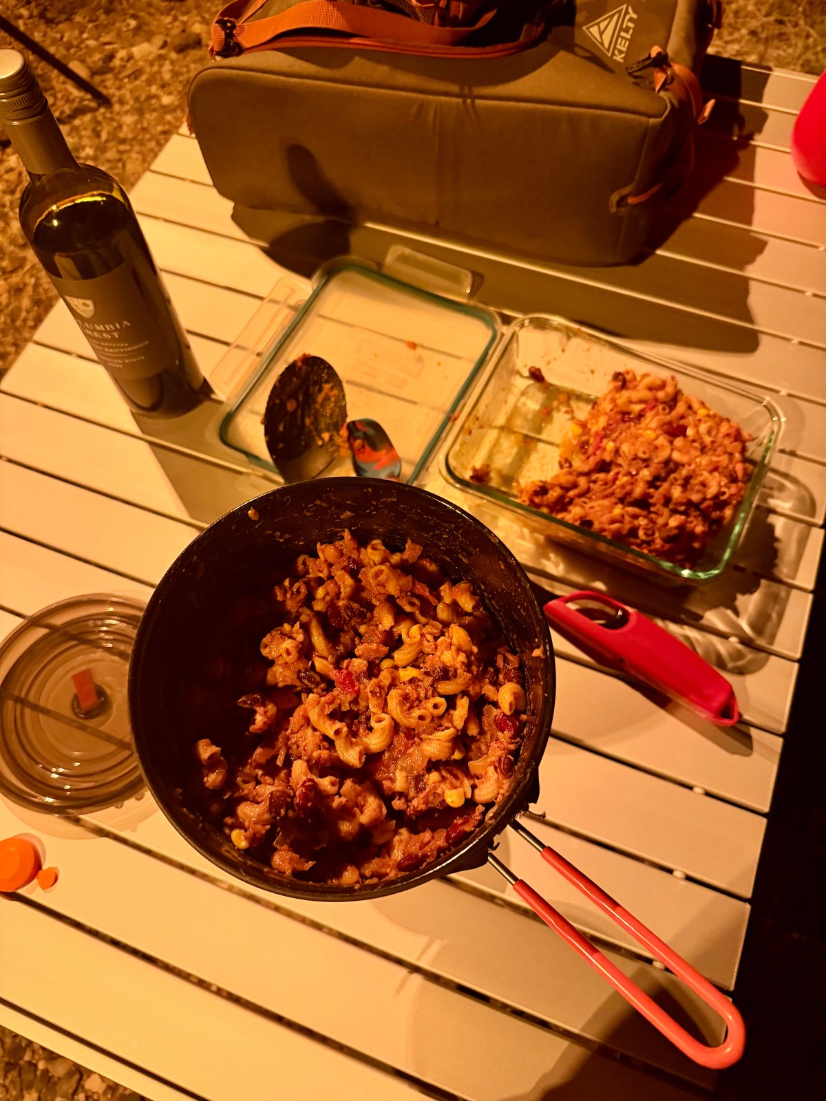 Vegetarian camping dinner meal